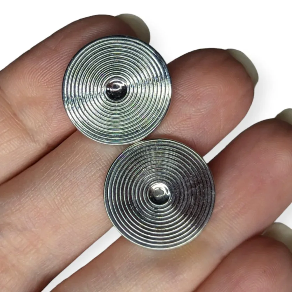 Swank Silver Tone Circle Cuff Links